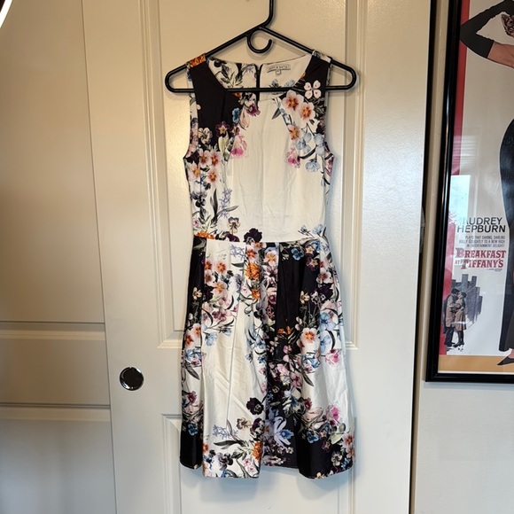 Cream A-line Midi Dress with Halter Neckline - Picture 1 of 10